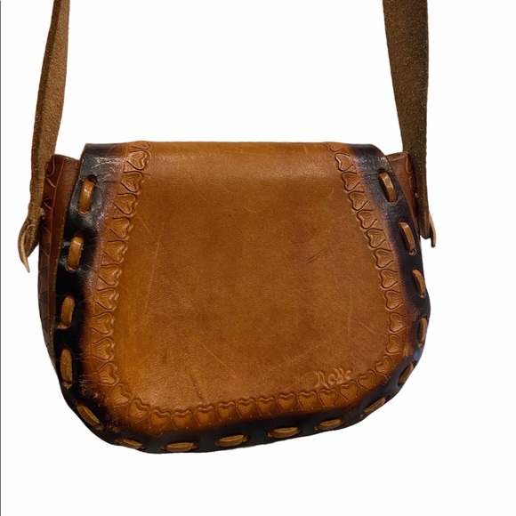 Handmade Leather Boho Vintage 90’s Crossbody Bag NWT - Picture 6 of 9